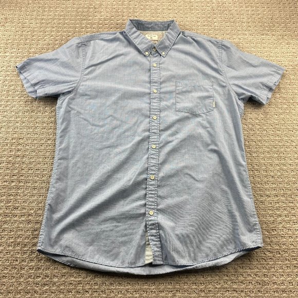 QUIKSILVER Shirt Men XXL Blue Button Down Modern Fit Casual Pocket Poly Cotton - Picture 1 of 10